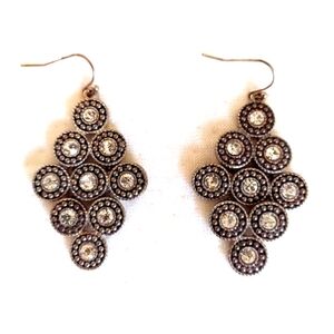 Silver Marcasite Style w/ Crystals Dangle Earrings